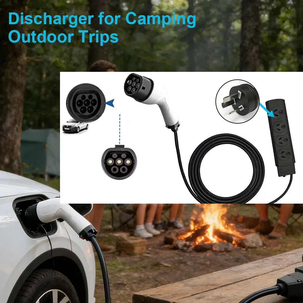 For MG ZS BYD ATTO 3 ZEEKR XPENG NAMMI Geely Jaecoo Omoda Brand EV Australian socket Type2 V2L discharger Outdoor Car Discharge