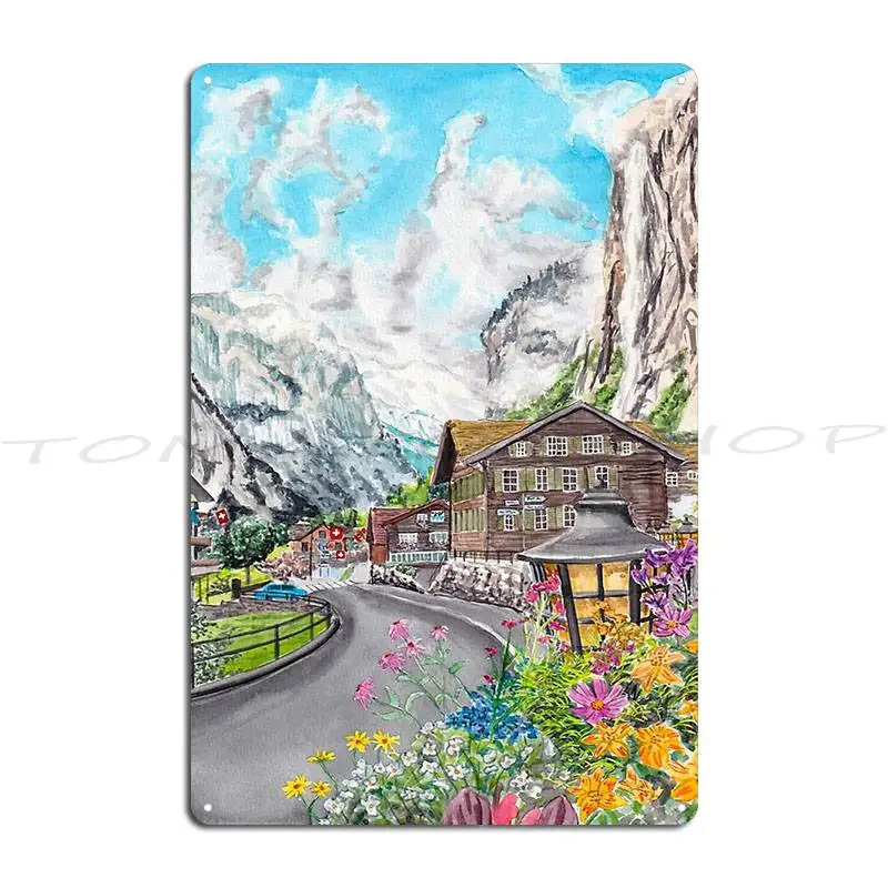 Lauterbrunnen Switzerland Metal Plaque Poster Cinema Garage Rusty Painting Character Tin Sign Poster