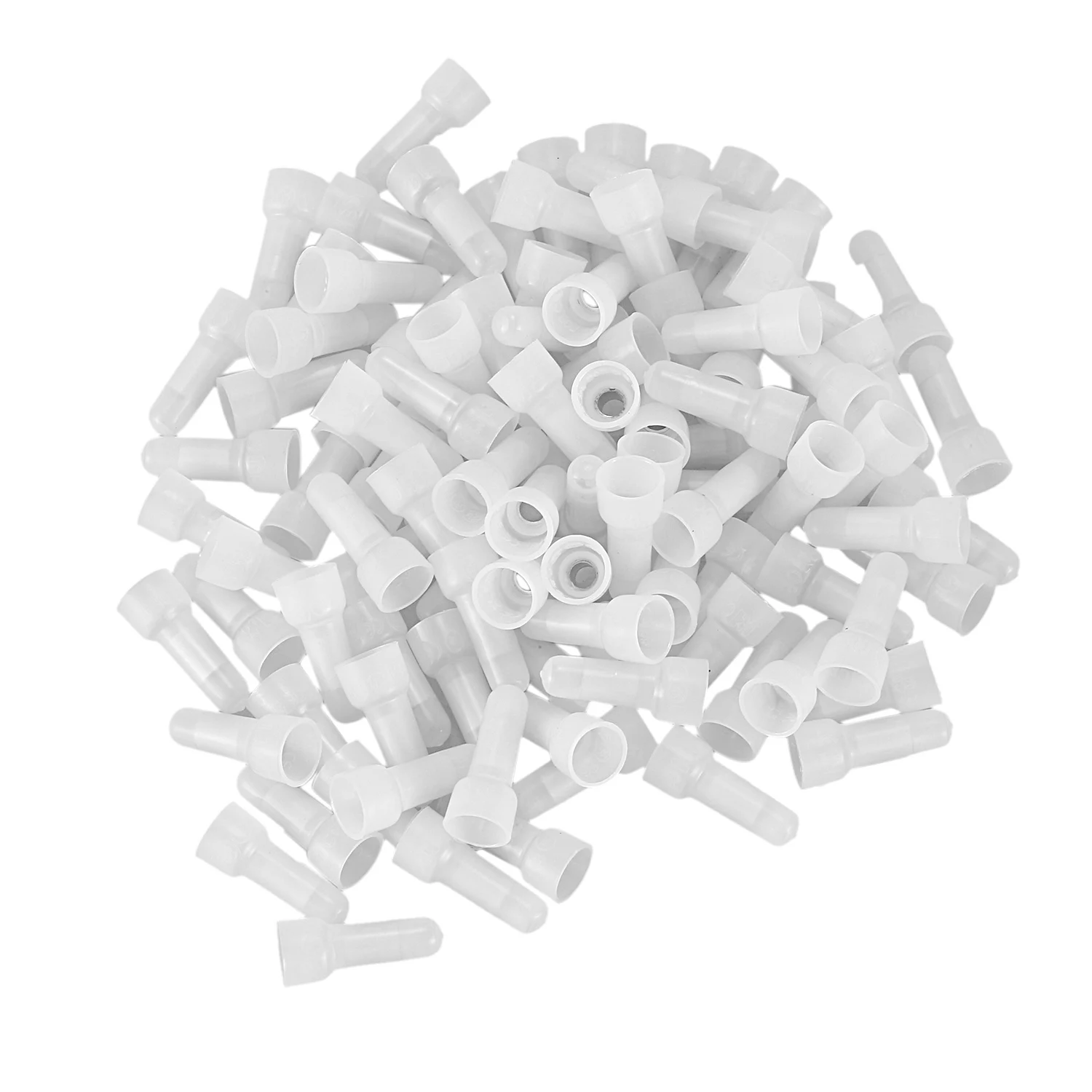 B50C 100pcs 22-16 GA AWG Closed End Crimp Caps Splice Gauge Wire Connectors Terminals (White)