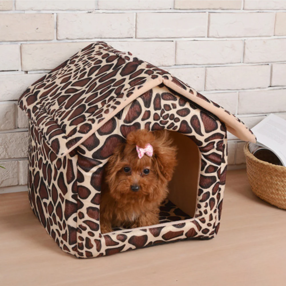 

Leopard Pet Bed Warm Design Size S Anti-Slip Bottom Comfortable Small Dog Cat Puppy Sleeping Bed Pet Warm