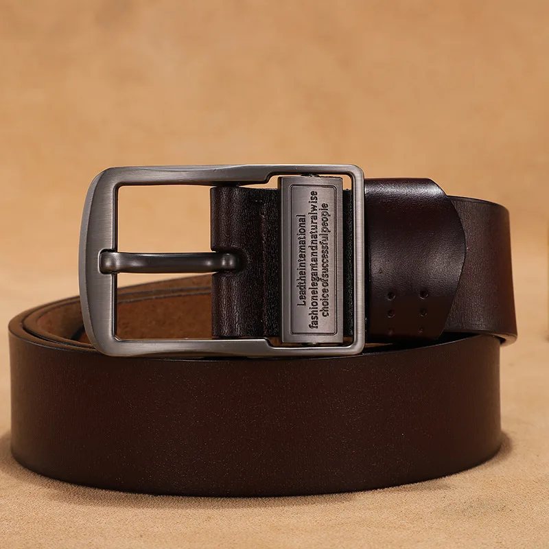 Plus Size 130 140 150 160 170cm Genuine Leather Belt Men Vintage Alloy Letter Pin Buckle Long Larfe Size Male Belts Waist Strap