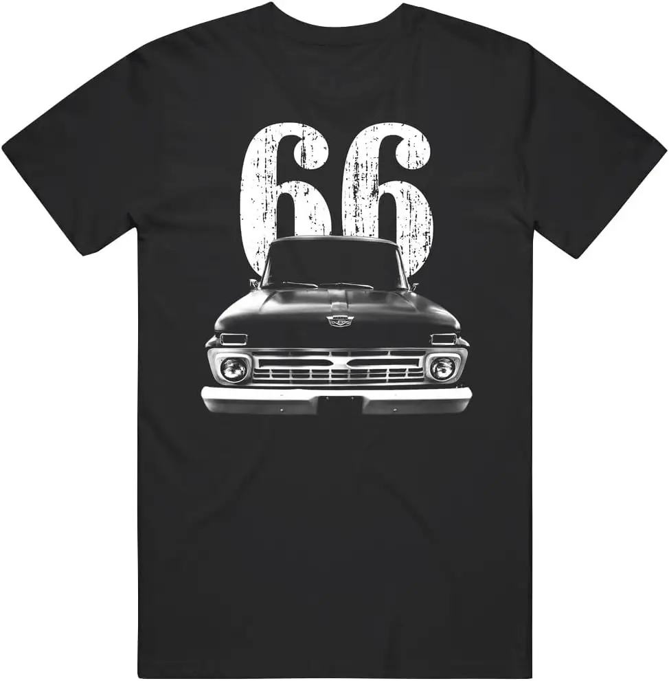 Vintage 1966 F100 Pickup Truck Front Grill View With Year T Shirt 100% Cotton Trendy Y2K Short-Sleeve Tee-Soft, Quick-Drying,
