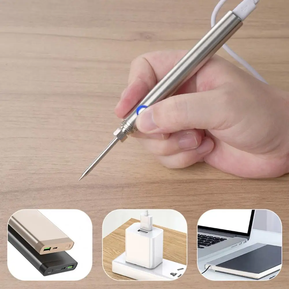 

1 Set Convenient Mini Soldering Iron Safe to Use Soldering Tin Pen USB Charging Mini Soldering Welding Pen Repair