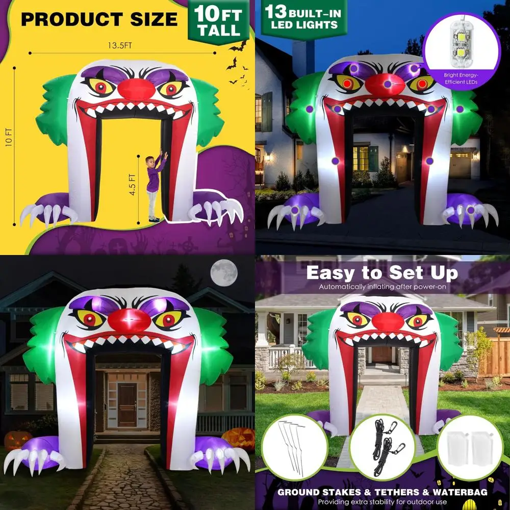 

Scary Halloween Clown Archway Inflatable Outdoor Decorations for Front Yard and Lawn Garden Decor