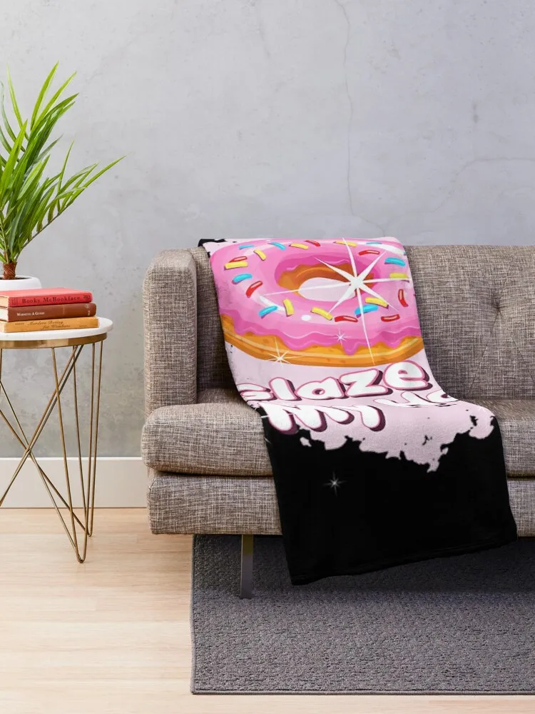 Funny Pink Donut Gay Glaze My Hole LGBTQ Bear Throw Blanket funny gift sofa bed Stuffeds Bed Blankets