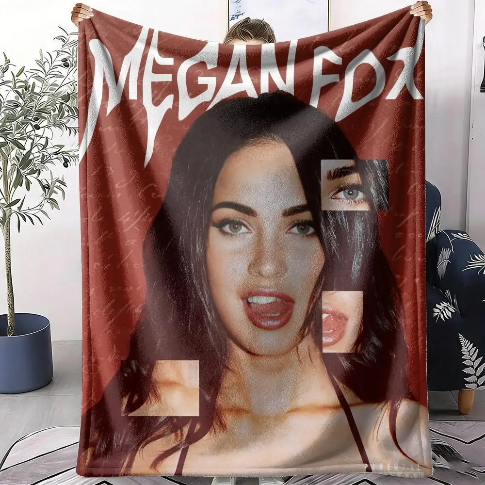 Famous Actress M-Megan Fox Throw Soft Flannel Throw Summer Blanket Lightweight Cozy Nap Blanket for Sofa Bed Travel