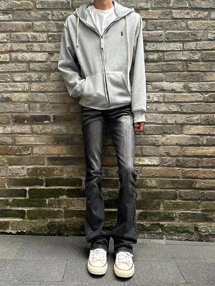 

Cleanfit Men's Slim Fit Bell Bot Jeans Vibe Sle High Street Straight Leg Pants Youth Faion Retro Waed Denim