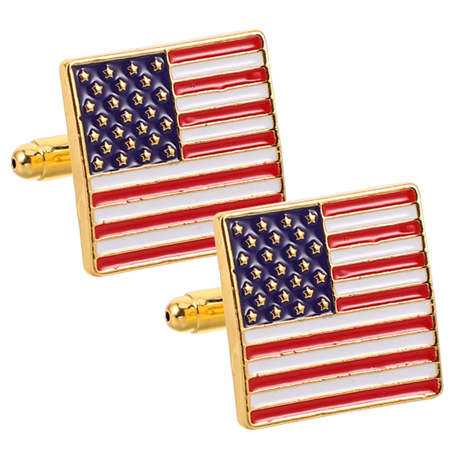 USA Flag Cufflinks for Men – Polished Alloy Patriotic Tie Clips, Independence Day & Veterans Day Gifts