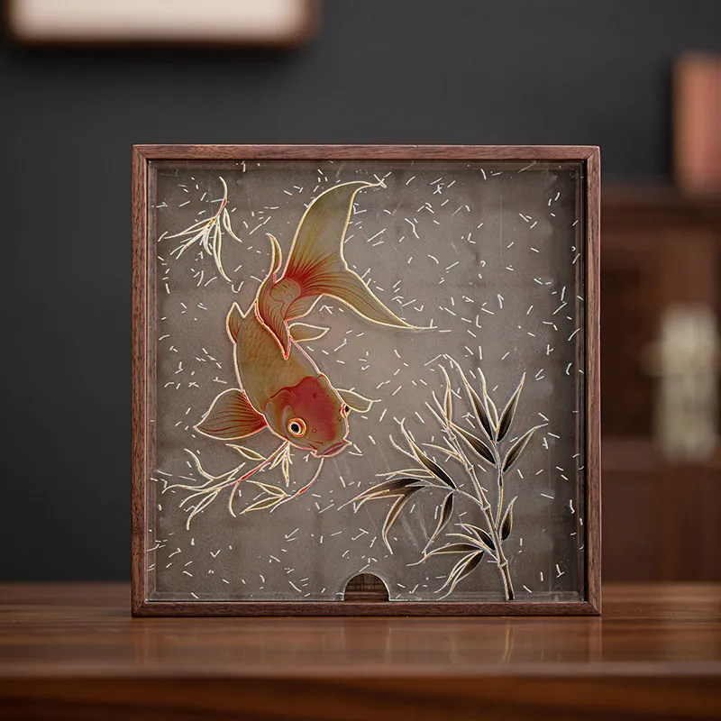 Retro wooden begonia flower tray household rectangular glass tea tray high value fruit snack decorative storage tray