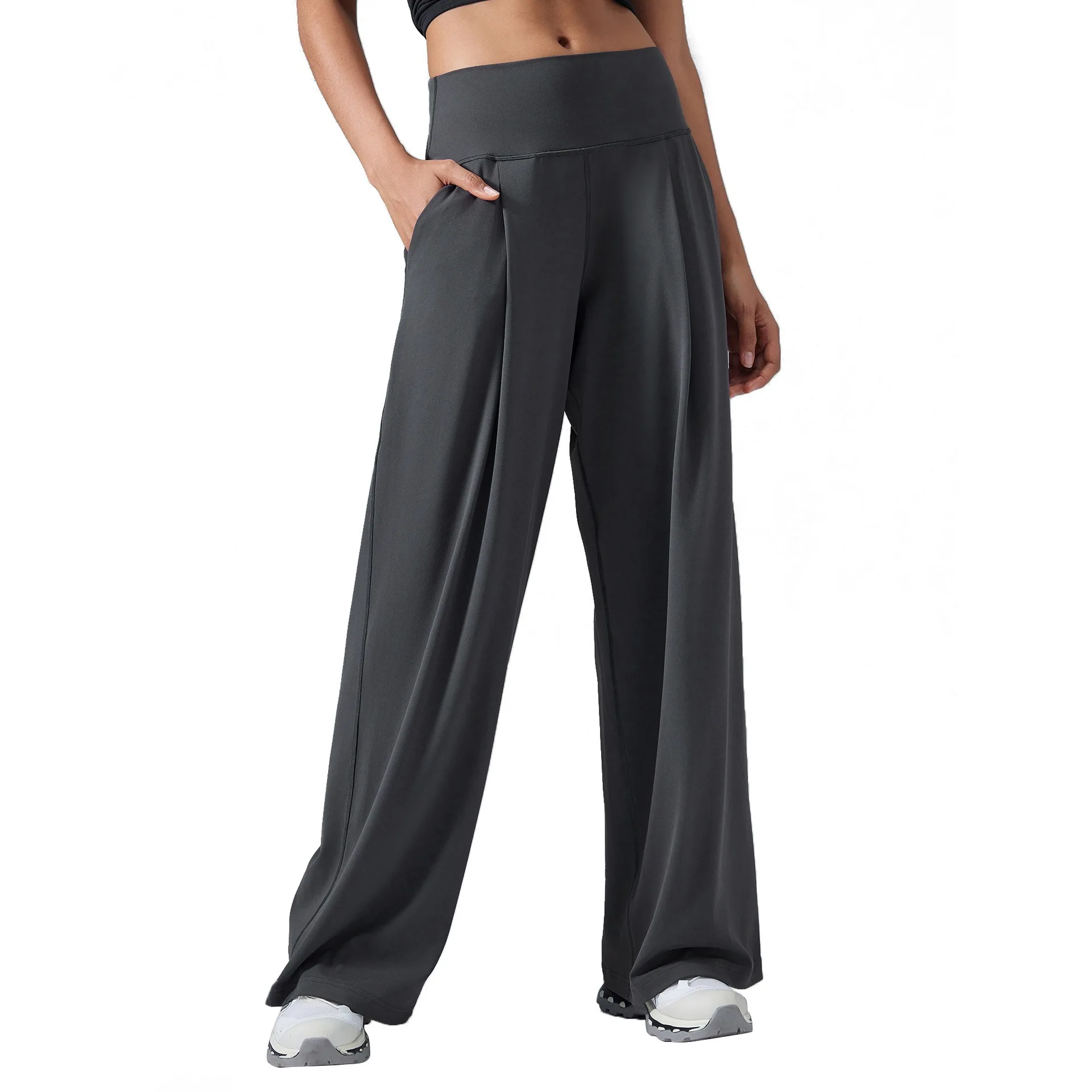 Lemon Women's Wide Leg Pants No Pockets High Waist Stretch Loose Sweatpants Nake-Feeling Casual Lounge Yoga Workout Palazzo