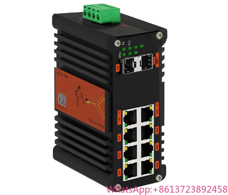 Industrial Managed 8 Port Gigabit Ethernet Switch with 2 SFP Slots L2 Plus Network Management Wide Temperature