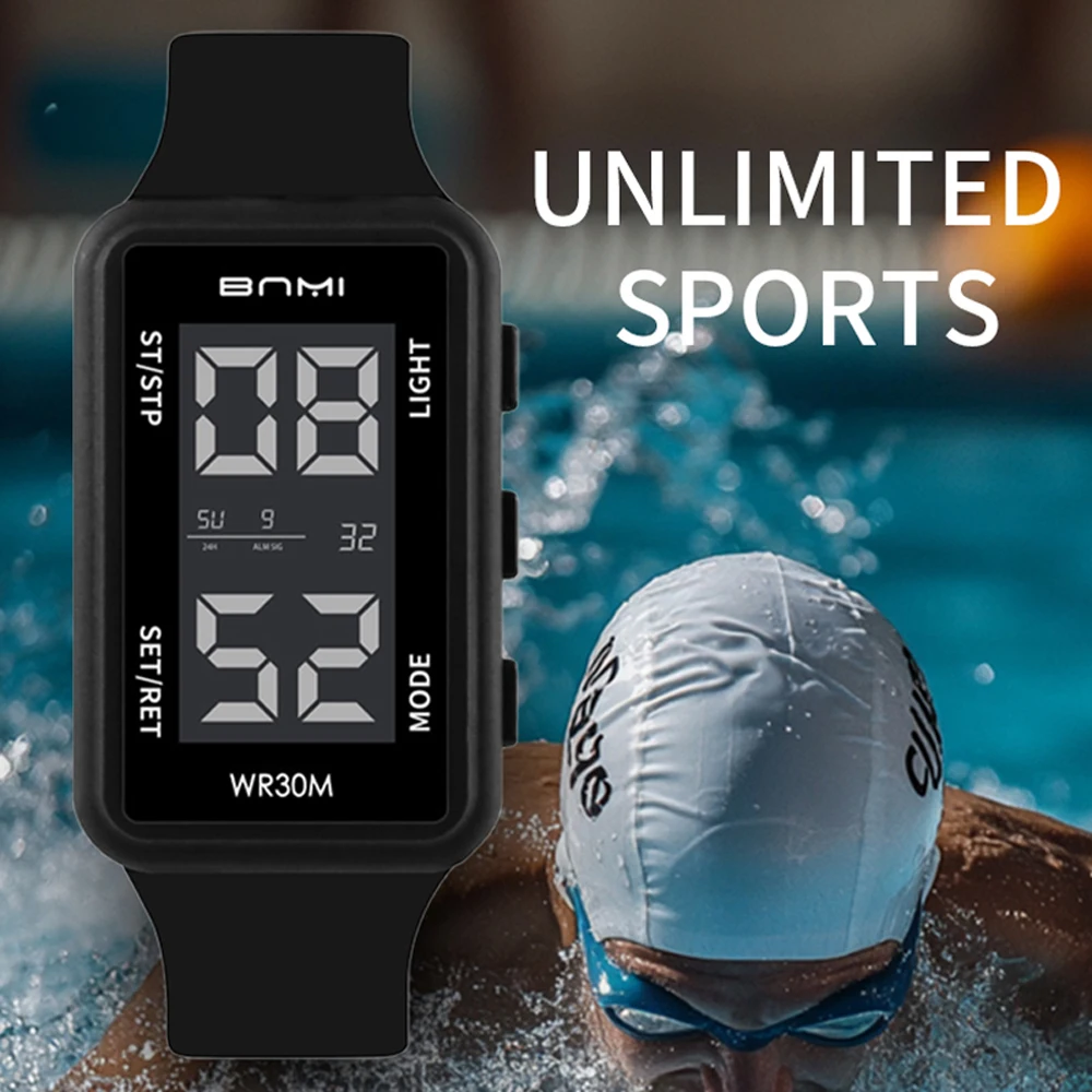 Fashion Man Sports Watch Multifunctional Stopwatch Luminous Watches for Man Waterproof Electronic Wristwatches Square Dial Clock