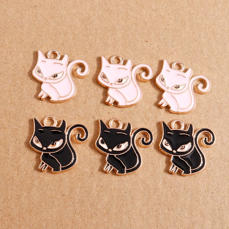 10 stücke Emaille Cartoon Tier Katze Charms Anhänger für Schmuck Herstellung Halskette Ohrringe DIY Armband Zubehör liefert – Detail 8