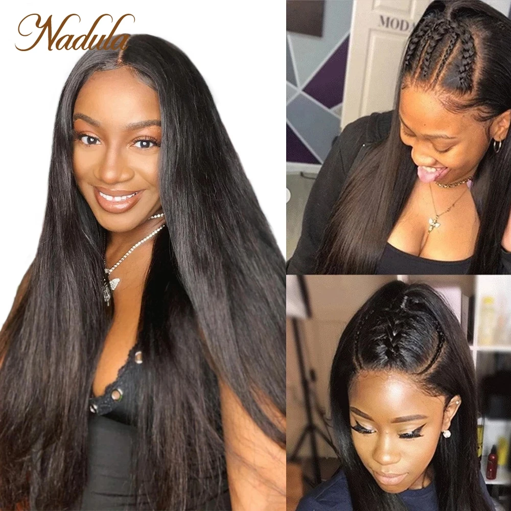 Nadula Hair 4x1 T Part Straight Lace Closure Human Hair Wigs Straight Lace Part Wig Malaysian Lace Wigs For Women Pre Plucked