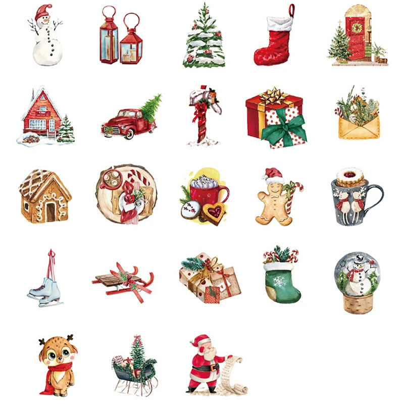 46 Pcs Vintage Christmas Stickers Retro Santa Stickers For Scrapbooking Christmas Decorations Envelopes Gifts