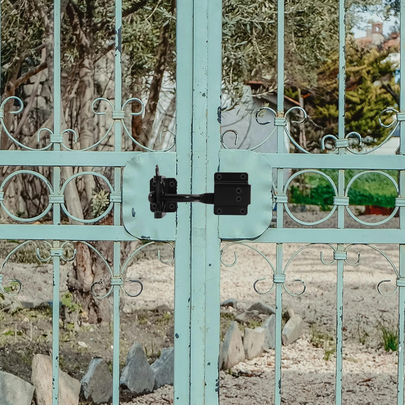 Gancio per cancello autobloccante zincato per carichi pesanti, cavo regolabile per recinzione esterna, piscina, giardino, nero, resistente alla ruggine