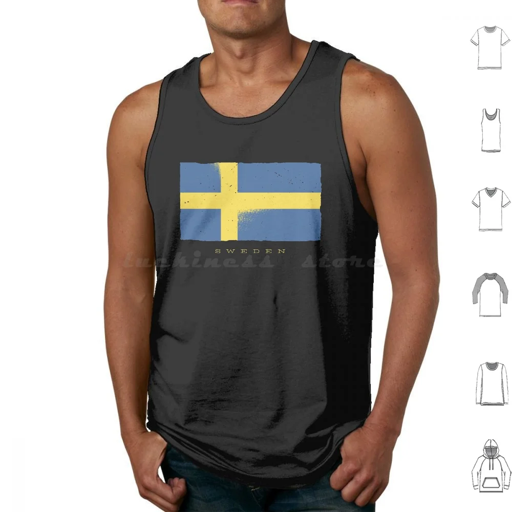 Sweden Flag Vintage Tank Tops Print Cotton Sweden Flag Swedish Stockholm Scandinavia Cool Idea Sverige Swede Norway