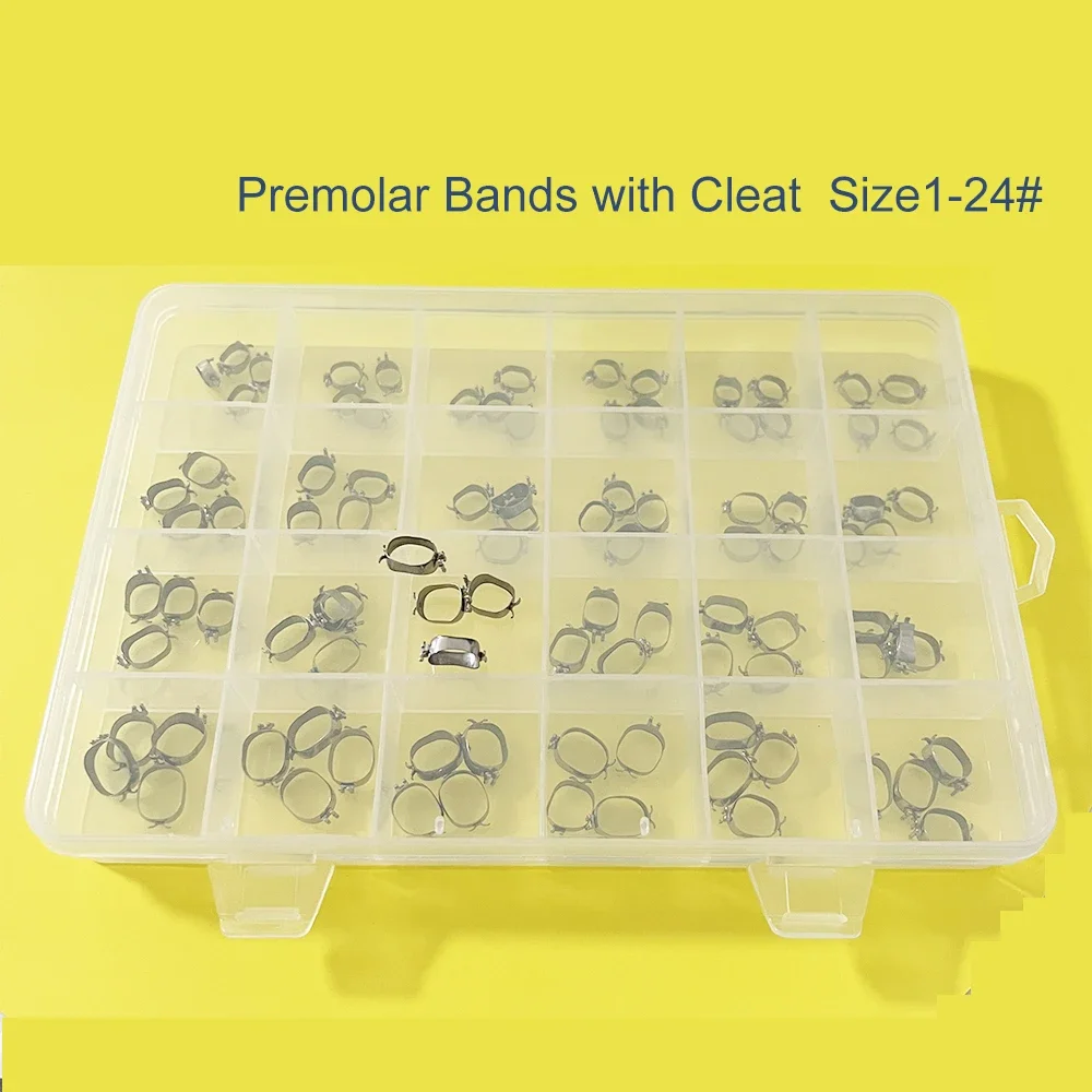 

Denxy 96pcs/1box Premolar Bands Orthodontic Molar and Dental Cuspid Bands Bracket With Hook With Cleat Dental Braces