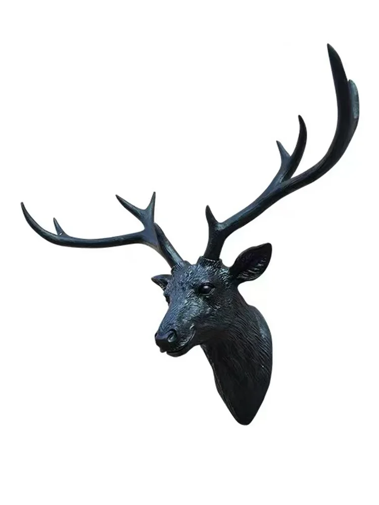 Black Faux Deer Head Faux Taxidermy Animal Head Wall Decor Handmade Farmhouse Decor Rustic Wall Decor Deer Antlers