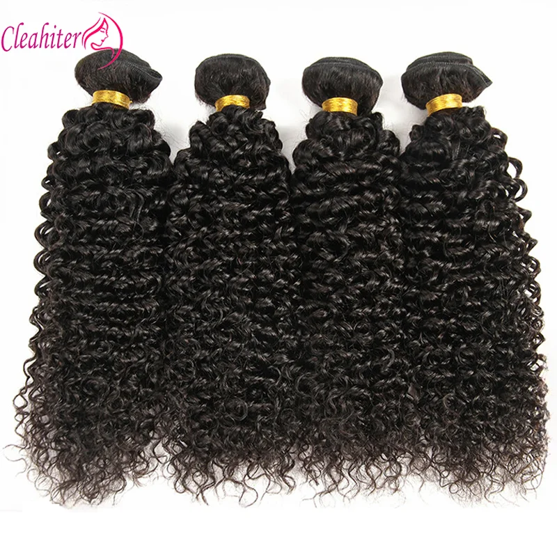 

Kinky Curly 1/3/4 Human Hair Bundles 12A Brazilian Virgin Curly Hair Bundles 100g/PC Double Weft Hair Extensions Natural Color