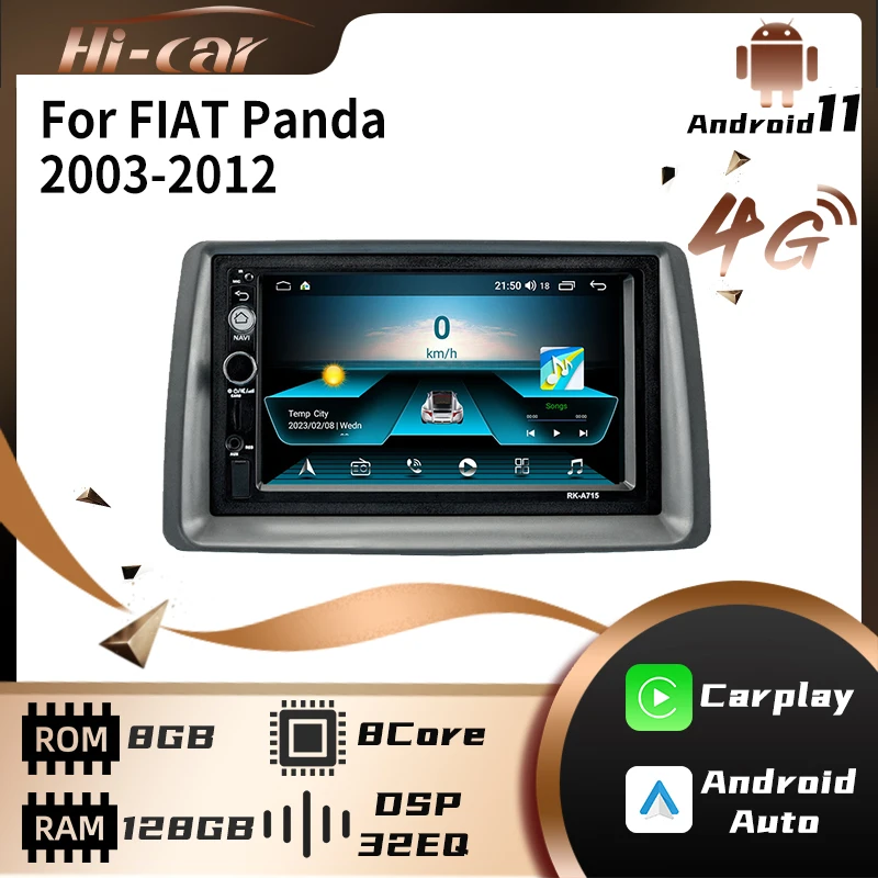 2 Din Car Radio Android for FIAT Panda 2003-2012 Stereo WIFI Multimedia Player Head Unit Navigation Autoradio Carplay Auto 4G