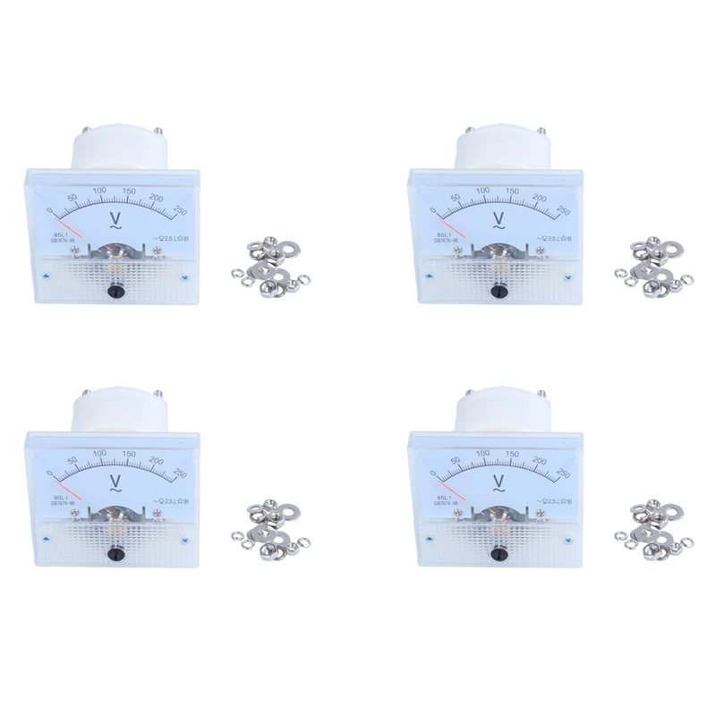 4X Analog 85L1 AC 250 V Panel Meter Voltmeter Measuring Device Installation Equipment