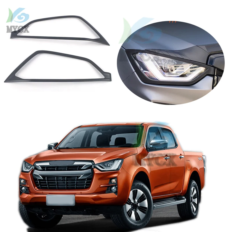 

MATTE BLACK CHROME FRONT HEAD LIGHT LAMP COVER HEADLIGHT TRIM EYELID 2PCS ACCESSORIES For ISUZU DMAX D-MAX D MAX 2021 2022
