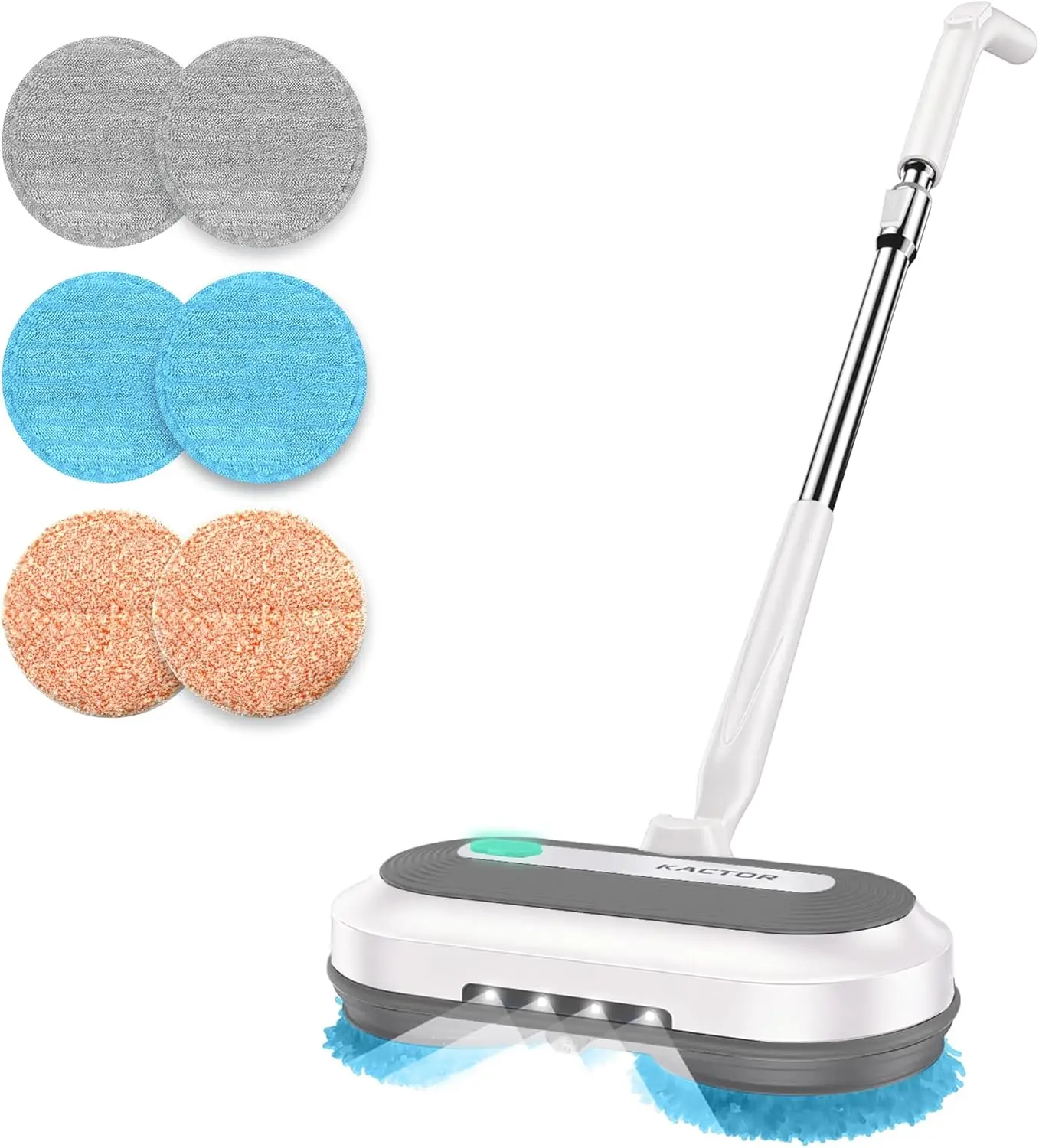 Cordless Electric Spin Mop with Water Sprayer, LED Light, 50min Runtime, Adjustable for Multi-Surface Home Cleaning