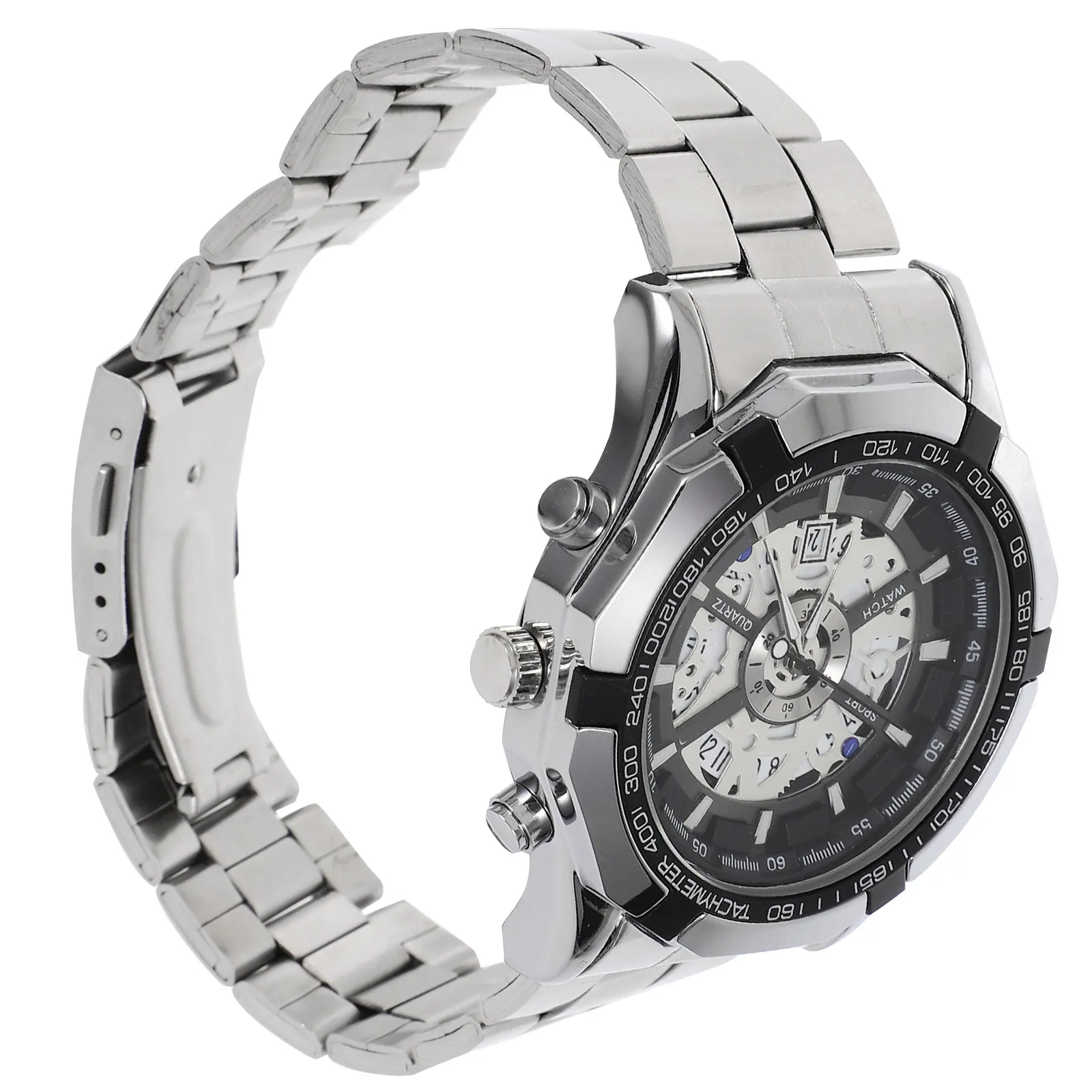Elegant Stainless Steel Men's Mechanical Wristwatch Hollow-Out Dial Full-Automatic Fashion Watch for Business Daily Wear