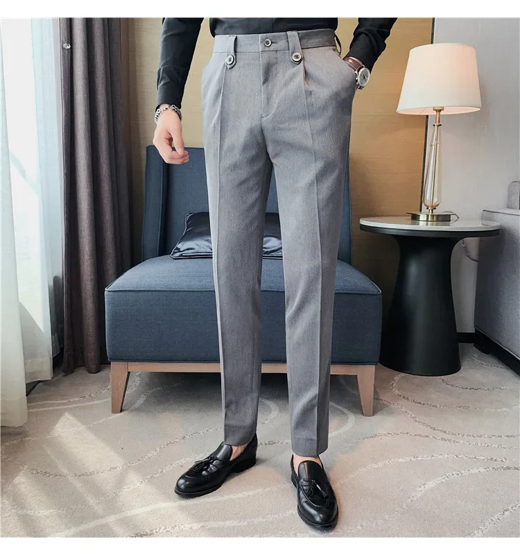 Men Elegant social Suit Pants British Business Casual Solid Slim Fit Straight Dress Pants for Men Formal Trousers Men Clothing