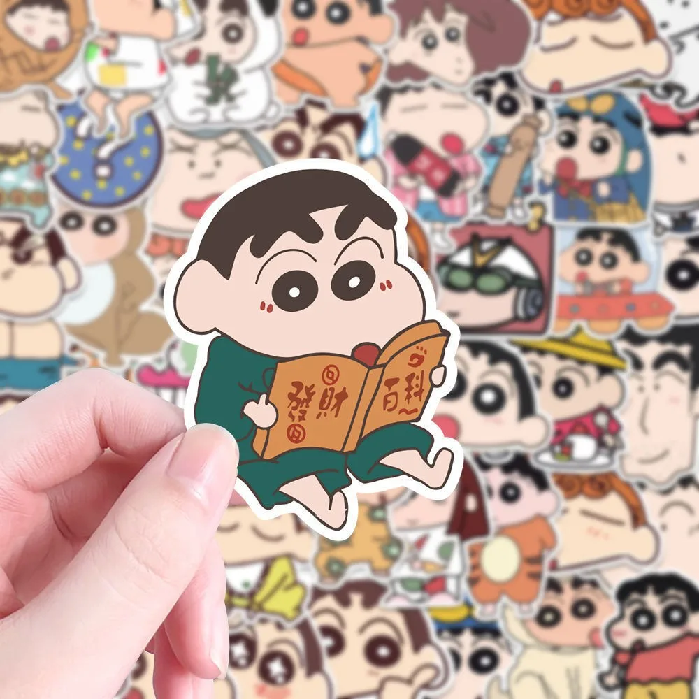 100pcs Cute Crayon Shin-chan Anime Stickers Cartoon Mobile Phone Cup Decoration Stickers Waterproof Stickers Decoration