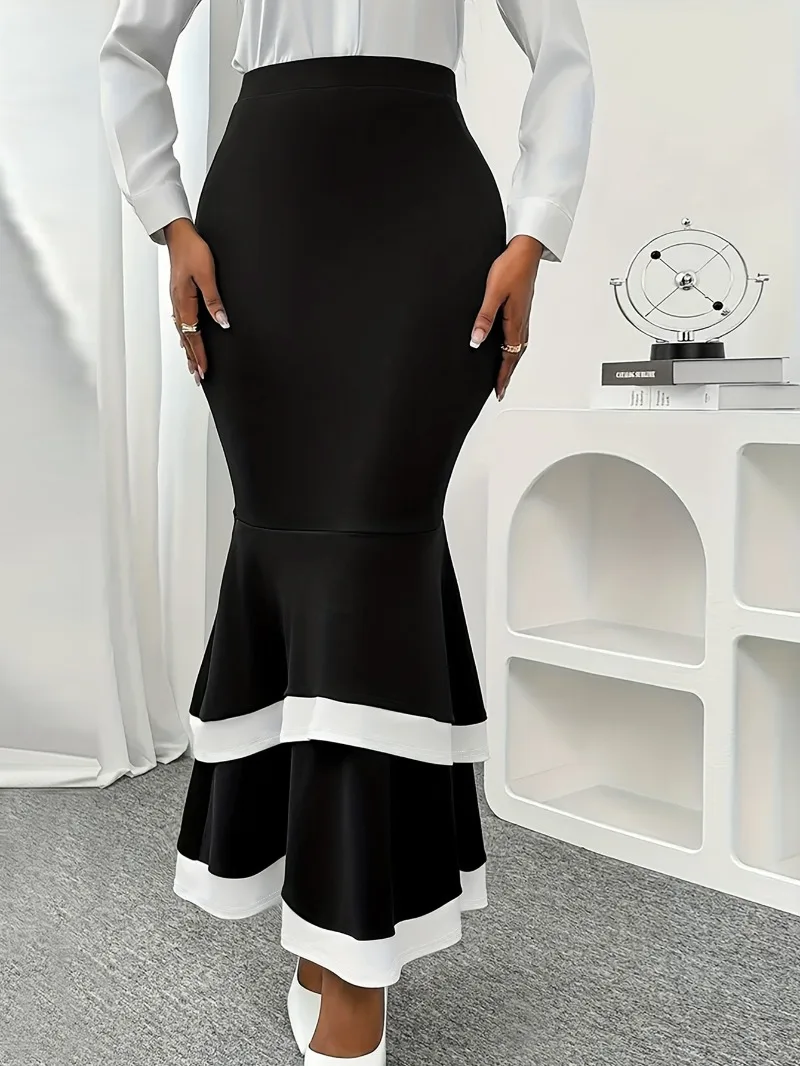 

KEXU Women Stripe High Waist Sexy Bodycon Midi Maxi Long Skirts Elegant Basic Female Pencil Skirt