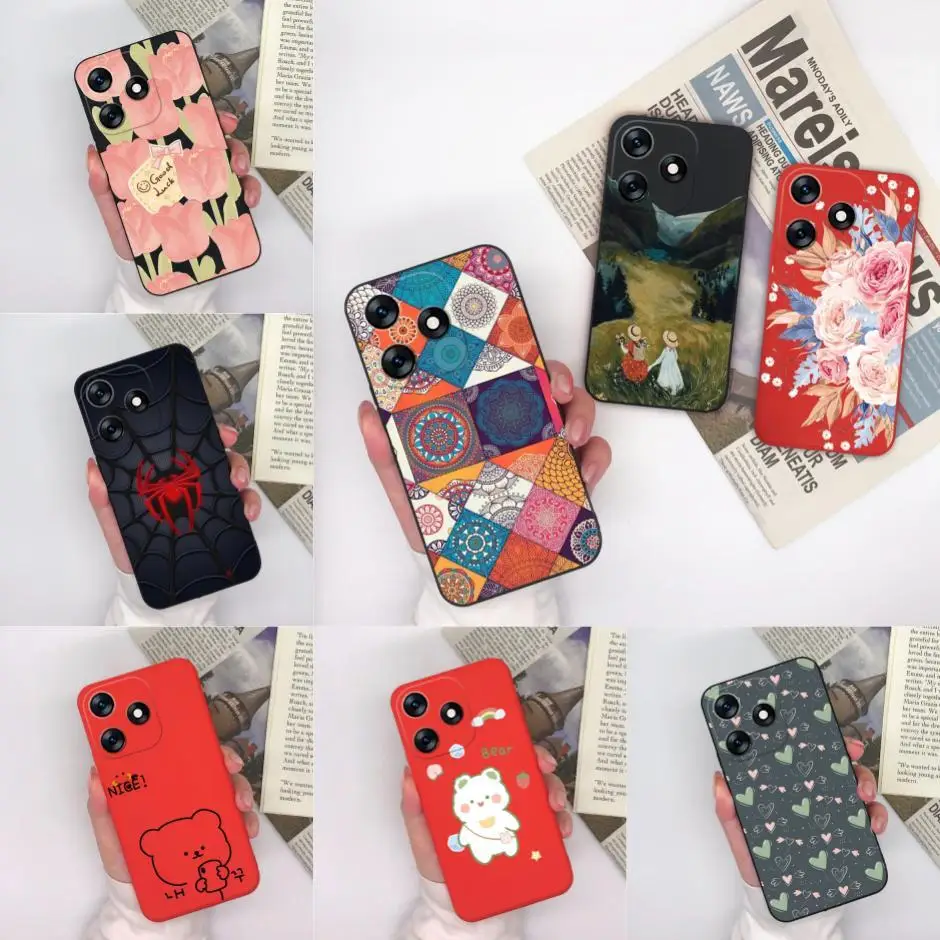 For Tecno Spark 10 Pro 4G Case New Love Heart  Flowers Cartoons Pattern Back Cover For Tecno Spark 10C 10 C High-quality Shell