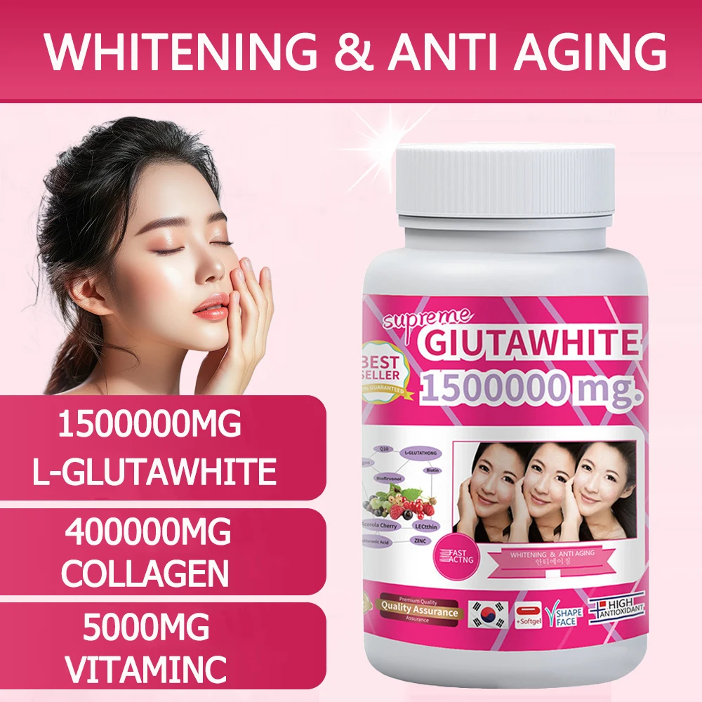 Gluta White 1500000mg Skin Whitening & Antioxidant Detox Supplement for Women & Men, Aging Defense, Blood Balance, Immune Health