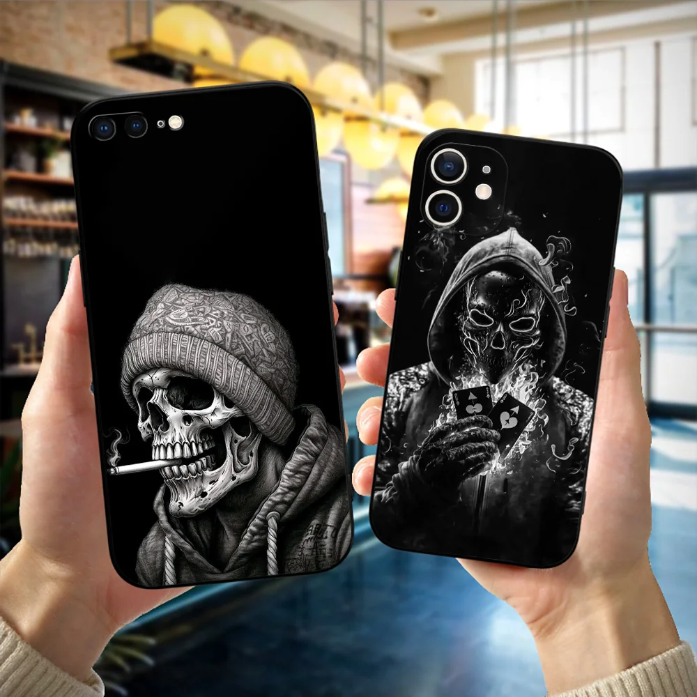 Black Tpu Case For TCL phone 30 plus 303 30XE 30V 30SE E 306 305 40R 40SE 405 406 408 Green Black Skull