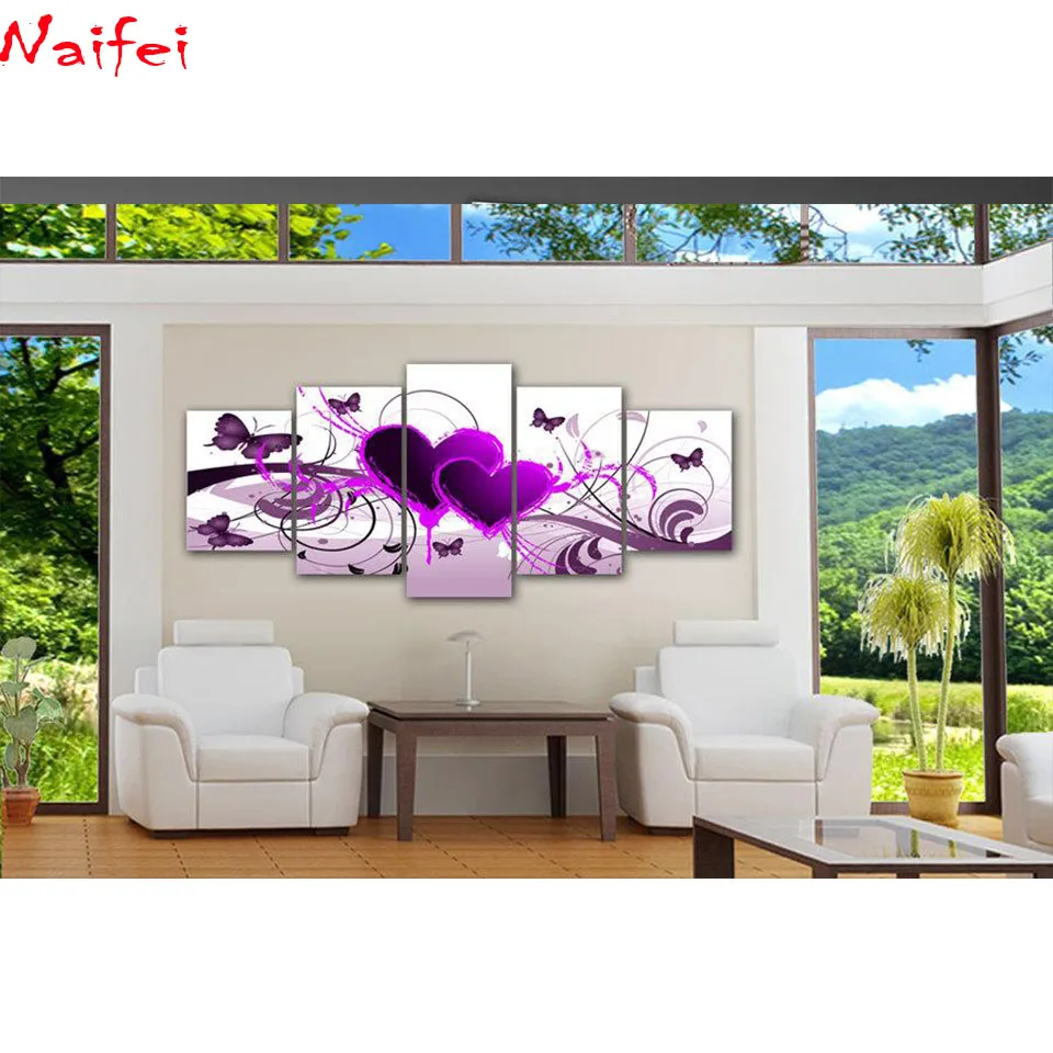 5 pieces diamond painting purple butterfly fly flowers decor Landscape diy diamond embroidery full drill painting rhinestones