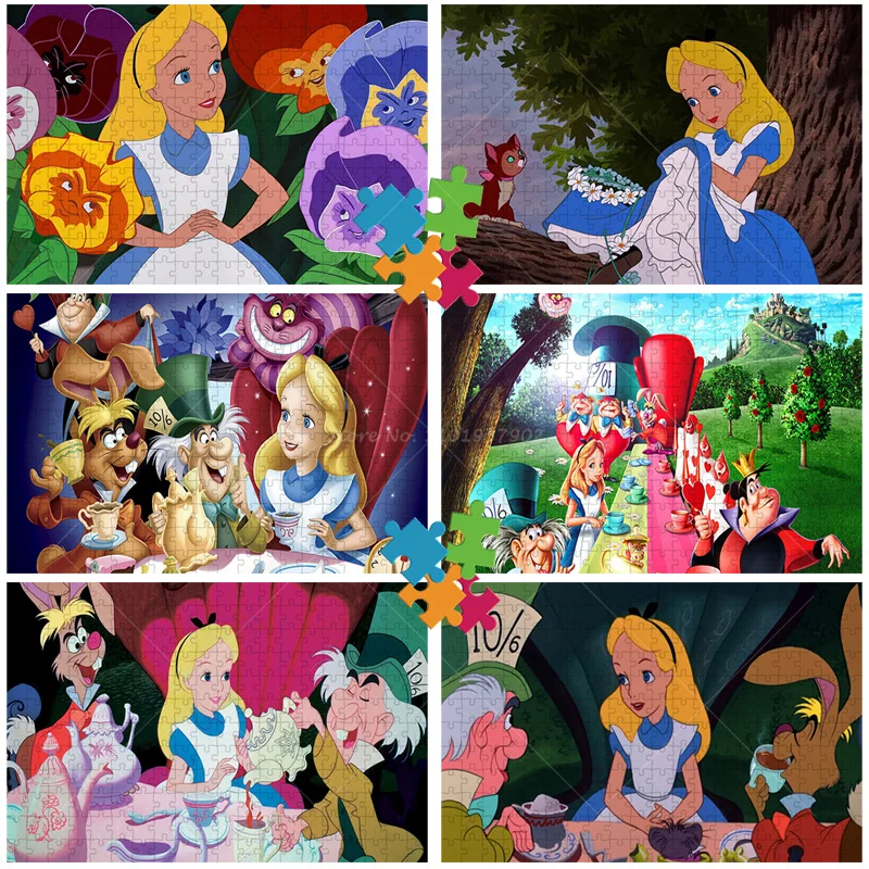 

Alice In Wonderland Disney Jigsaw Puzzles For Adults Cartoon 300/500/1000 PCS Puzzle Toys Kids Educational Intellectual Games