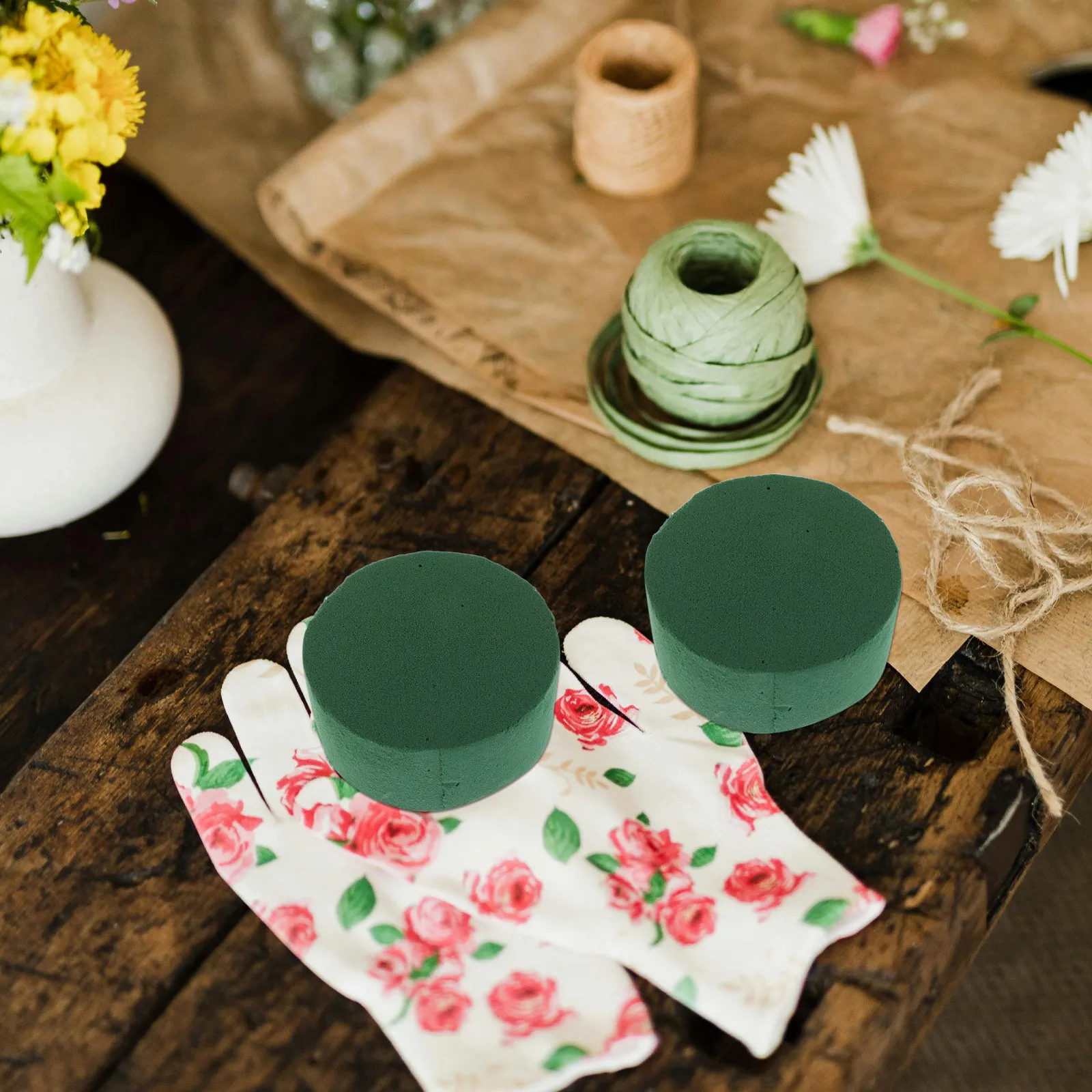 10pcs Cylindrical Floral Foam Blocks for Dry Flowers, Bouquet Base & DIY Arrangement, Wedding Decoration