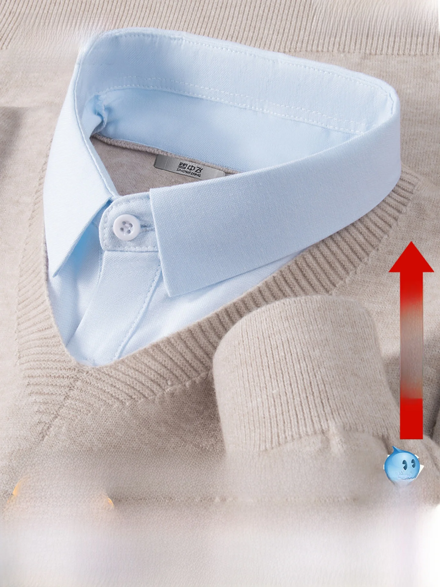 

Comfortable Long Sve irt Collar Sweater Men's Spring Busin Sle Polyester Fiber Blend Inner Wear Soft Inner irt