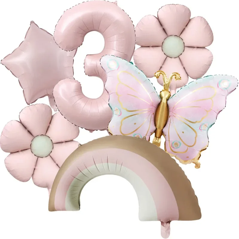6 Stück Pastellrosa Schmetterling Aluminiumfolienballon für Mädchen Geburtstag Schmetterling Thema Hochzeit Party Dekoration Lieferungen – Detail 5