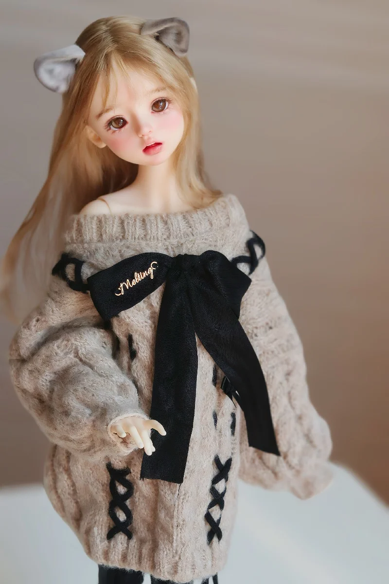 BJD/SD ملابس دمى 1/4 أطقم بنات أنيقة رمادي أصفر أبيض سترة ناعمة فستان متعدد الألوان هدايا إكسسوارات دمي (بدون دمى)