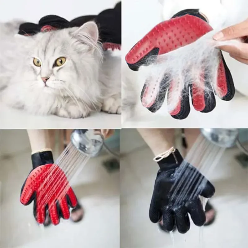 ถุงมือสัตว์เลี้ยงสำหรับสุนัขแมวกรูมมิ่งถุงมือแมวผม deshedding แปรงสัตว์เลี้ยงอาบน้ำผม Remover สะอาดแปรงนวดสุนัขกรูมมิ่งอุปกรณ์