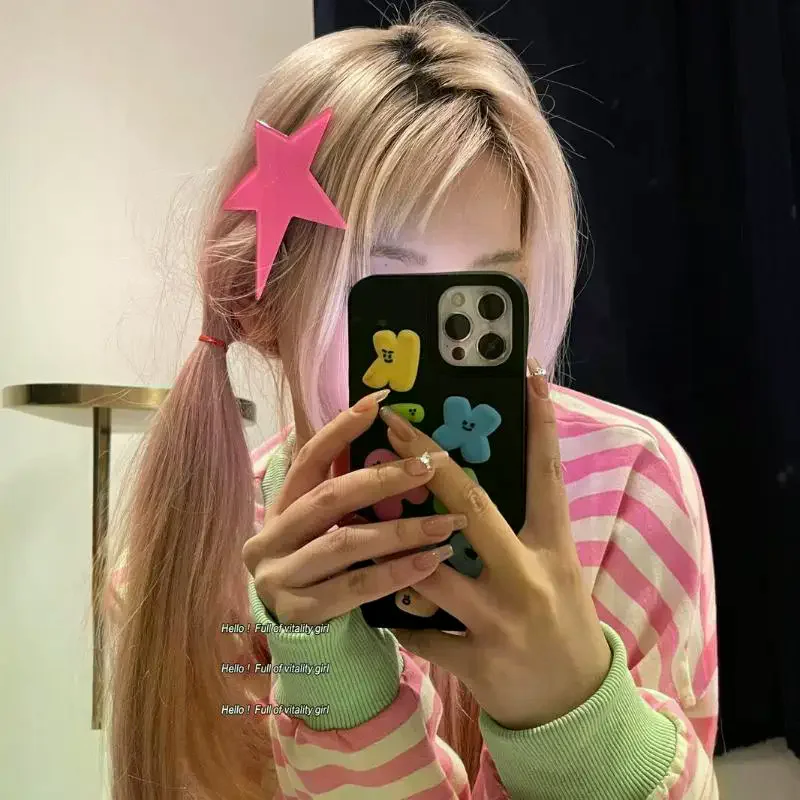 /HTF/Shiny Yellow Green Blue Plastic Star Hair Clip Non Slip Grip Cute Design For Teen Girls Cosplay Daily Wear Large