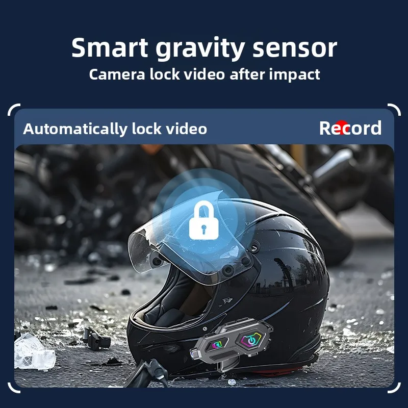 خوذة دراجة نارية سماعة رأس بخاصية البلوتوث 600 متر اتصال داخلي كاميرا عالية الوضوح عمر بطارية طويل الكل في واحد #3