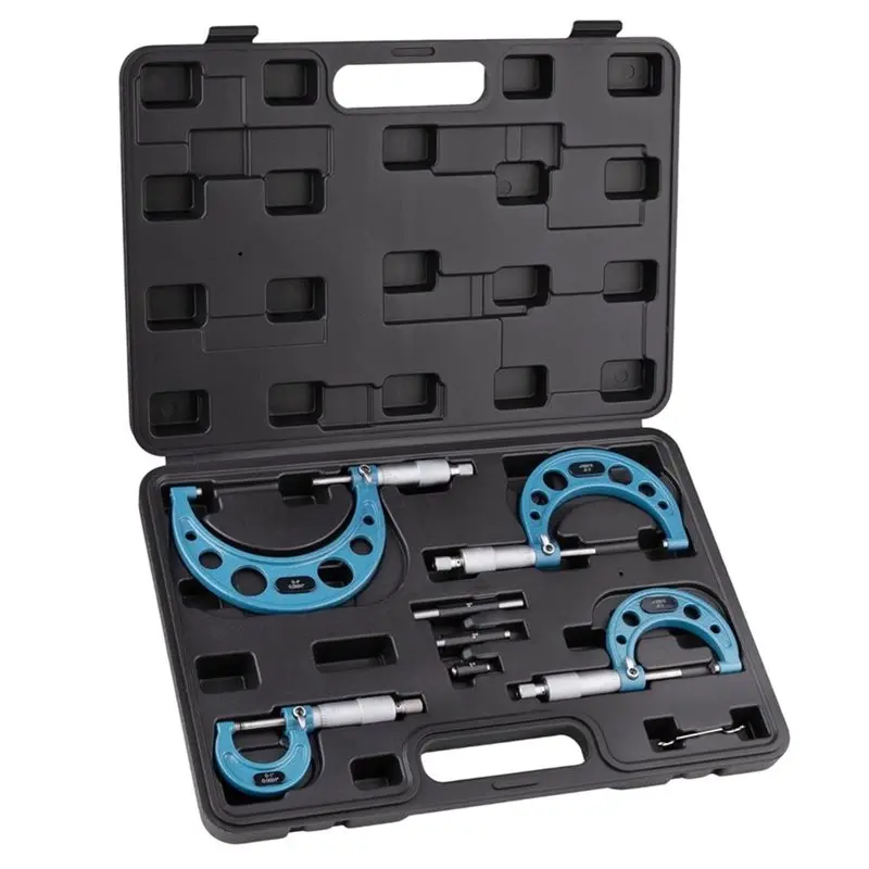 [NEW!A08R】 4PCS Micrometer Set Professional Machinist Tools Outside Micrometers 0.0001 Inch Graduation Tool Set