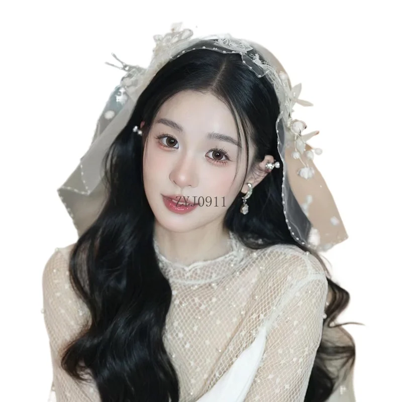 mori-sweet-bride-wedding-headgear-super-fairy-short-vine-flower-hair-accessories-veil