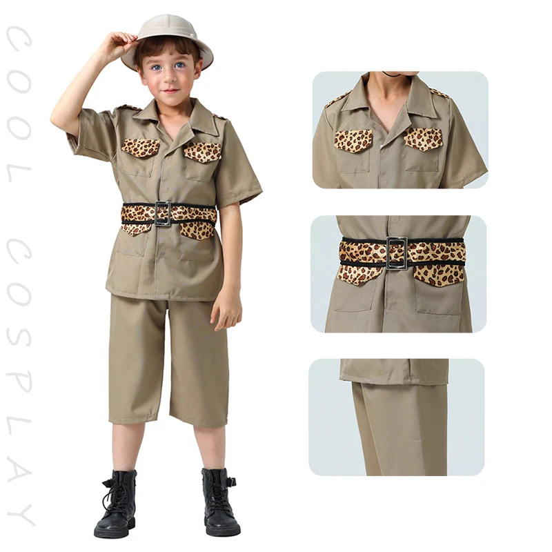Disfraz de Cosplay de zoológico para niños y niñas, traje de explorador, disfraz de Halloween, ropa de fiesta de Purim, disfraces