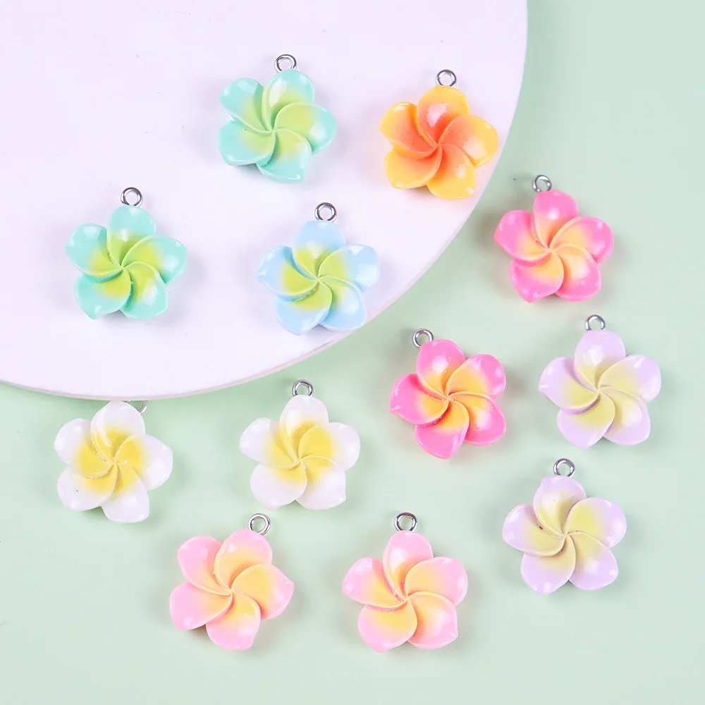 10Pcs/lot Kawaii Flower Resin Charms for Earring Bracelet Necklace Accessories DIY Pendant Jewelry Making Findings Crafts 23mm