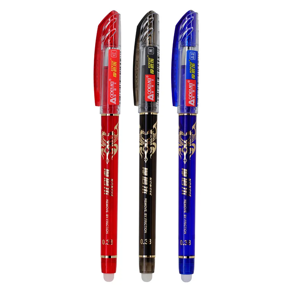 12 Stück/Set löschbare Gelstifte-Set, 0,5 mm blau/schwarz/rot löschbare Stiftmine, waschbarer Griff, löschbarer Stift, Büromaterial – Detail 1