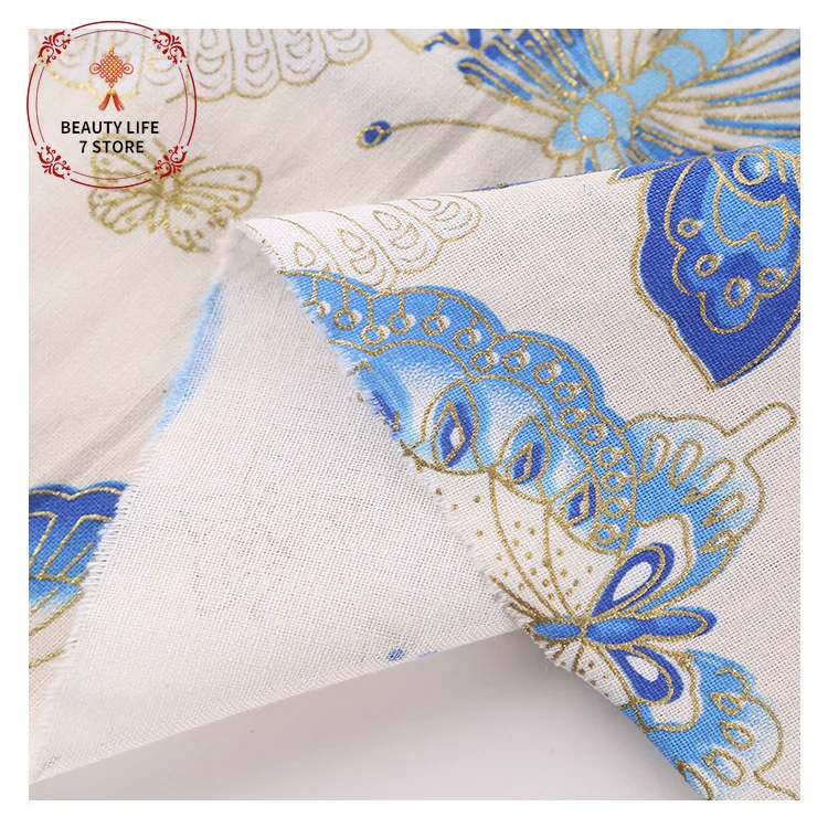 Printed Cotton Fabric for Dress Bronzed Cloth Butterfly Leisure Quilting Plain Fabrics DIY Sewing Craft Material